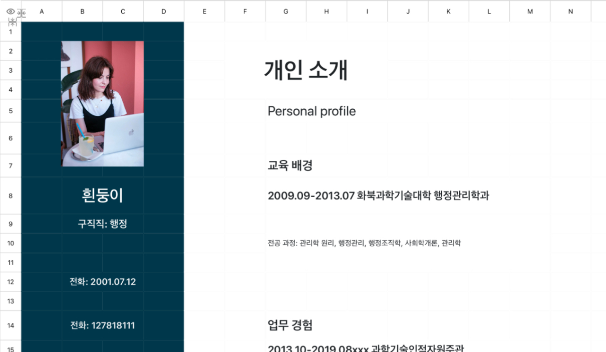 행정 관리 이력서